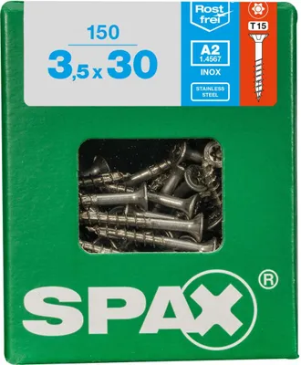 Produktbild von SPAX 4197000350307, Schraube, Edelstahl, Holz, Flachkopf, Torx, Edelstahl