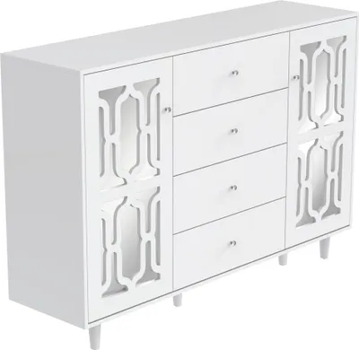 Immagine prodotto di Credenza a specchio Fortuna Lai con due ante e tre cassetti, bianco