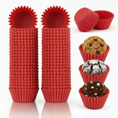 1000 Mini-Cupcake-Förmchen, 2,5 cm Ø, Papier, rot