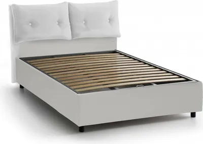 Produktbild von Doppelbett Dmerol, Containerbett mit Kunstlederbezug, 100%  Italy, Frontöffnung, passend für Matratze Cm 160x200, Weiß