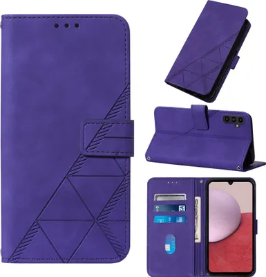 Produktbild von Hülle für Samsung Galaxy A25 5G Prägung Flip Leder Kartenfächer Schutzhülle mit Ständer Lila