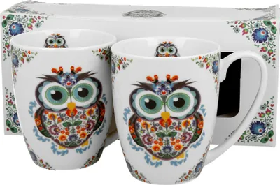 Produktbild von DUO ETNO 2er-Set klassische Becher 350 ml ETNO OWL New Bone China Porzellan