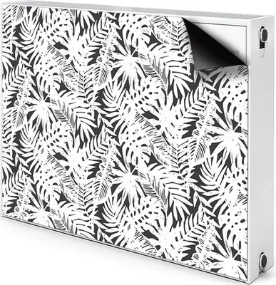 Produktbild von Magnet Heizkörperverkleidung Heizkörper-Abdeckung Heizung Heizkörper 110x60 cm  - Schwarz und Weiß, Blätter