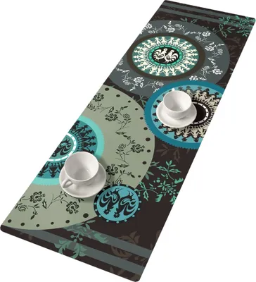 Obrázok produktu pre BERTONI plstený behúň na stôl, obrus so vzorom stolovej dekorácie TURQUOISE ROSES - 95 cm x 33 cm