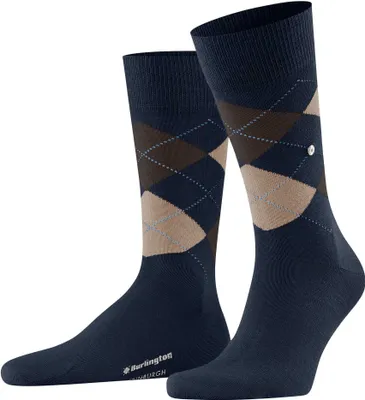 Zdjęcie produktu dla Burlington skarpety męskie EDINBURGH - wzór w romby, argyle, klips, jeden rozmiar, 40-46 granatowy/brązowy 40-46