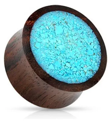 Produktbild von Holz Plug Flesh Ohr Piercing „Türkis“ 12 mm