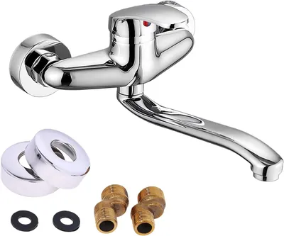 Imagen del producto de Grifo monomando de montaje en pared, giratorio 360°, para cocina y baño, con caño flexible