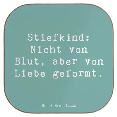 Produktbild von Mr. & Mrs. Panda Tischuntersetzer Spruch Stiefkind von Liebe - Meeresbrise - Geschenk, Familienbindung, Familie, gläseruntersetzer, Familienliebe, Tassenuntersetzer