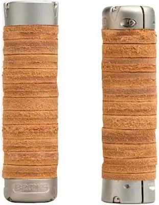 Imagen del producto de Puños y tapones de manillar Brooks BLG2LL0A27203 - Puños de cuero acolchado (130 + 130 mm) - Color miel