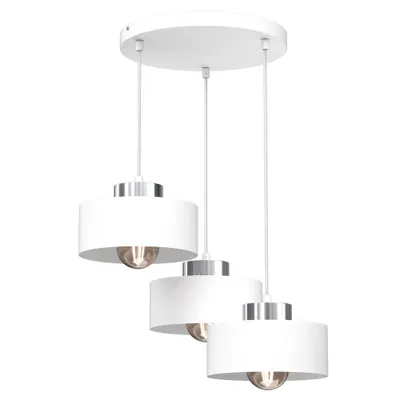 Zdjęcie produktu dla Lampa wisząca biała okrągła 3 klosze z elementami chrom Marti 3xE27 15W Luminex