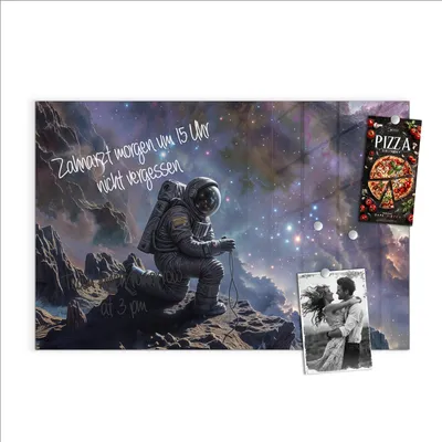 Produktbild von Magnettafel 90x60cm Pinnwand Whiteboard beschreibbar - Astronaut im All