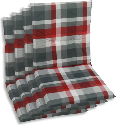 Produktbild von GO-DE Textil, Sesselauflage Niederlehner, 4er Set, Farbe: rot, Maße: 98 cm x 48 cm x 5 cm, Rueckenhoehe: 52 cm