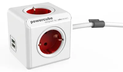 Immagine prodotto di allocacoc PowerCube Extended USB incl. cavo da 1,5 m rosso tipo F