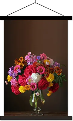 Produktbild von MuchoWow® Textilposter Vase - Stilleben - Farben 40x60 cm mit schwarzem Rahmen - Wanddekorationen