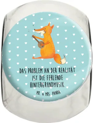 Produktbild von Mr. & Mrs. Panda Bonboniere Fuchs Gitarre XL 2000ml - Türkis Pastell - Geschenk, Aufbewahrungsdose, Musik, Kaffeedose, Singen, Vorratsglas, Süßigkeitenglas, Optimistisch