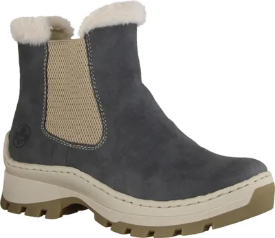 Produktbild von Rieker X9352-14 Damenschuhe, Stiefelette, gefüttert, Blau, Wechselfußbett - Damenschuhe Modische Stiefelette / Boots, Blau, absatzh&oumlhe: 10 mm