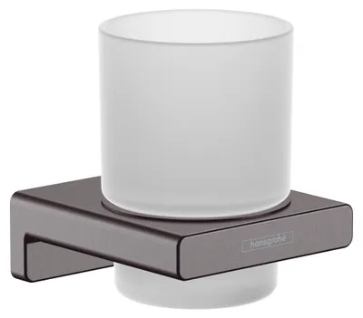 Imagen del producto de Vaso para enjuague bucal Hansgrohe AddStoris, acabado en cromo cepillado negro, modelo 41749340
