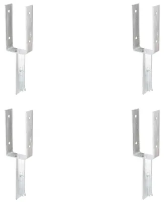 Zdjęcie produktu dla Alberts 4 x wsporniki słupków U z kotwą do betonu wykonaną z teownika, 101x200 mm, ocynkowane ogniowo, do zabetonowania, kotwa do betonu 200 mm