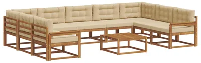 Produktbild von vidaXL Outdoor-Sofagarnitur mit Kissen 10 pcs Natur und Beige