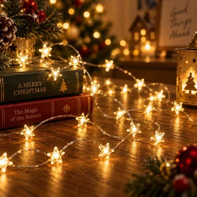 Lichterkette mit 20 LED-Sternen, 2 m, warmweiß, Timer