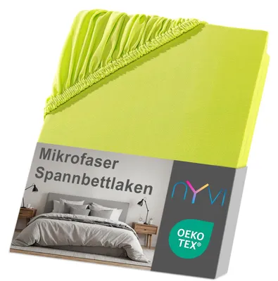 Produktbild von NYVI Spannbettlaken DreamScience Mikrofaser 90x200 - 100x200 cm apfelgrün für Matratzen bis 22 cm Höhe - Weich & Anschmiegsam, Rundumgummizug, Bügelfrei