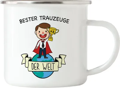 Produktbild von Bester Trauzeuge der Welt Emaille Tasse Trauzeugen Fragen Hochzeit JGA Standesamt Geschenk