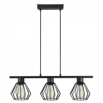 Produktbild von Luxolar Led Pendelleuchte 3 flammig aus Metal Draht im Edison-Stil E27 60 W - Deckenlampe wohnzimmer, Schwarz Metal
