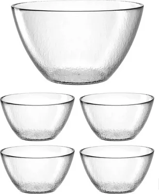 Produktbild von Leonardo Leonardo Attivo 5-tlg. Schalen-Set - Transparentes Glas - Salatschüssel & 4 kleine Schalen - spülmaschinenfest - Servierschalen
