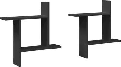Obrázek produktu pro vidaXL Nástěnné police 2 ks černé 50x12x50 cm materiál na bázi dřeva