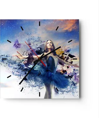 Produktbild von Wanduhr - Quadrat - Glasuhr - Ballerina Tänzer Tüll Kleid - 40x40cm - Schleichendes Uhrwerk - Lautlos - zum Aufhängen bereit - Dekoration Modern - Wanddekoration aus Glas - C3AC40x40-2624