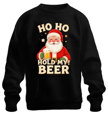 Produktbild von Ho Ho Hold My Beer Weihnachtsmann Bier Weihnachten Geschenk Sweatshirt Pullover, Schwarz, M