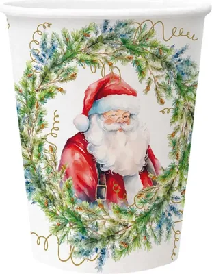 Produktbild von Weihnachtsmann-Pappbecher 250ml 8 Stück.