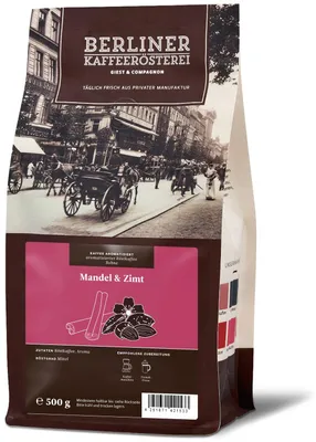 Zdjęcie produktu dla Berliner Kaffeerösterei – kawa aromatyzowana migdałowo-cynamonowa (500 g / ziarna)