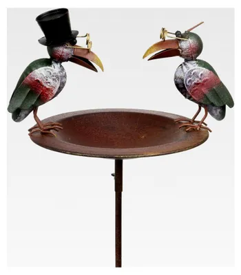 Produktbild von Vogeltränke Raben 29 x 110 x 22,5 cm Gartenstecker Gartendeko Gartenfigur Tierfigur Deko