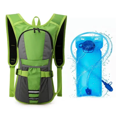 Produktbild von Hydration Rucksack 15L mit Trinkblase 2L, große Lagerung Wandern Daypack für Männer Frauen, für Camping Trekking, Wasserdicht Sportrucksack Hydration Rucksack,Grün