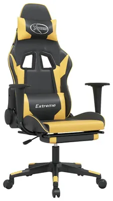 Obrázek produktu pro herní židle vidaXL s masáží a podnožkou Black Golden Faux Leather
