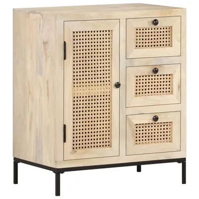 Productafbeelding van Dressoir 60x35x70 cm massief mangohout en natuurlijk riet