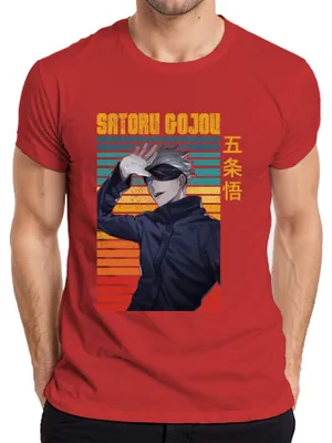 Produktbild von SATORU GOJOU Jujutsu Kaisen Augenbinde Anime Geschenk Retro Herren T-Shirt, Rot, S