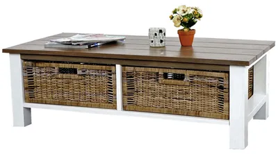 Obrázok produktu pre Konferenčný stolík Tula, stolík do obývačky Drevený stolík, 38x112x52cm 2 koše