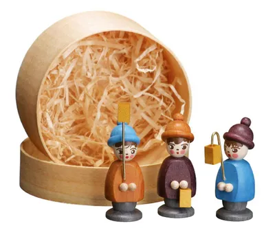 Produktbild von Miniaturfiguren Laternenkinder in der Spanschachtel bunt Höhe 3,7cm NEU