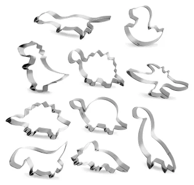 Produktbild von 10-teiliges Set Dinosaurier-Backformen aus Edelstahl