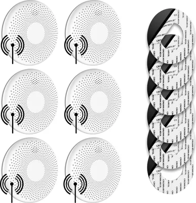 Produktbild von SAVS CS11R Vernetzbarer kombinierter Rauch und CO Melder 6er-Pack – 10 Jahre Batterie – Extra dünnes Design – Kein LED-Licht – Montage ohne Bohren