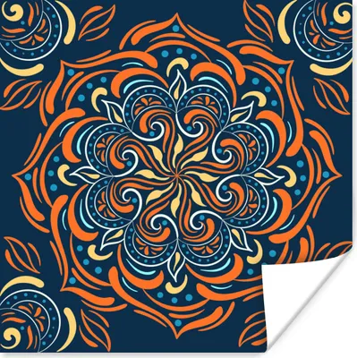 Produktbild von MuchoWow® Poster Mandala - Orange - Muster 30x30 cm - Wandposter - Printing