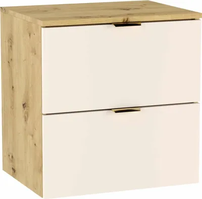 Obrázok produktu pre WENA Skrinka pod umývadlo 60 cm, rovné čelo, kovové úchyty v zlatej farbe (farba: kašmír/dub)