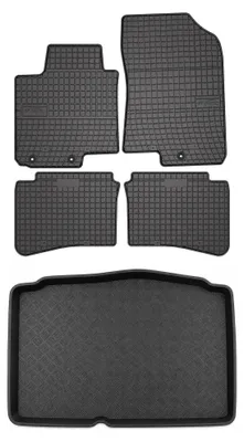 Produktbild von Gummimatten + Kofferraumwanne für Hyundai i20 II 2014- (unterer Ladeboden) – Schwarz, passgenau – Wielganizator SolidPRO