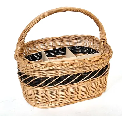 Produktbild von Flaschenträger für 6 Flaschen Flaschenkorb Weidenkorb Flaschenhalter Korb 708061-2F