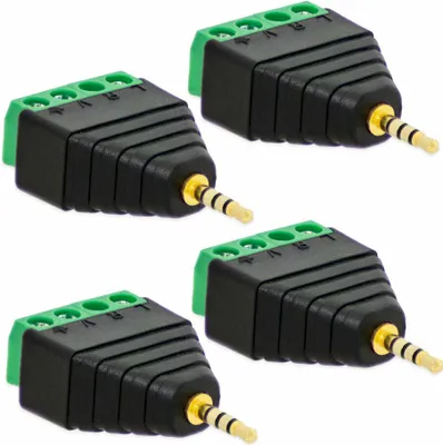 Produktbild von Klinken Stecker 2,5 mm Adapter > Terminal Block 4-Pin Schraub Klemmen Vergoldet[4x Stecker]