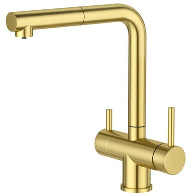 Image de Robinet de cuisine à 3 voies avec douchette extractible, en acier inoxydable