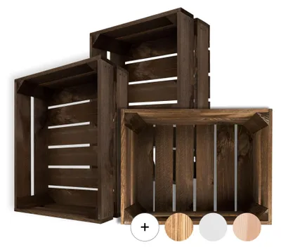 Productafbeelding van Creative Deco 3 x Natuurlijke Houten Kist Bruin, 40 x 30 x 15 cm