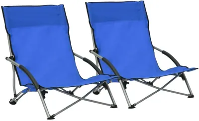 Produktbild von 2 klappbare Strandstühle in Blau aus Stoff, Gartenstühle, 4.89kg